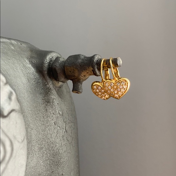 Gold diamond heart earrings - Picture 1 of 4